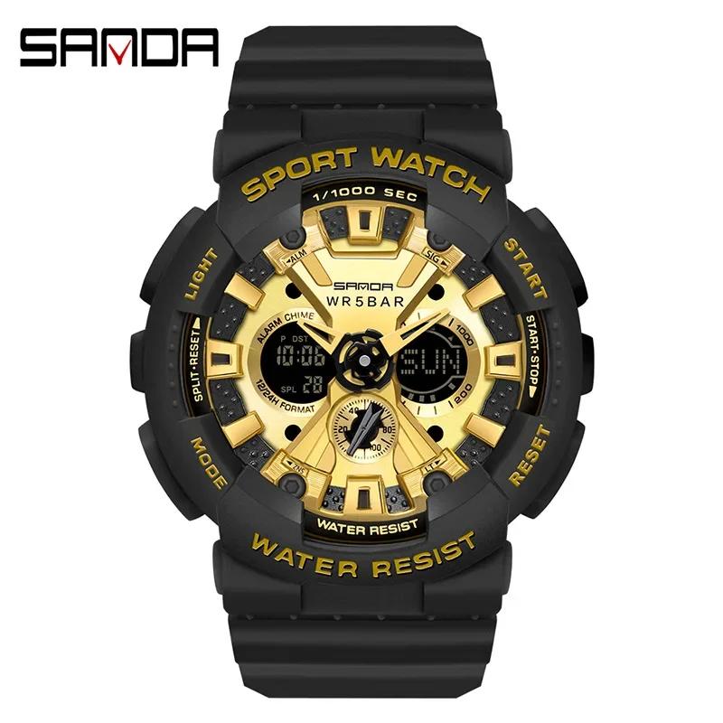 SANDA 6068 Watch ZSK FEMALE ELECTRONIC WATCH Middle School Student Sports Personality Trend Double Watch Temperament