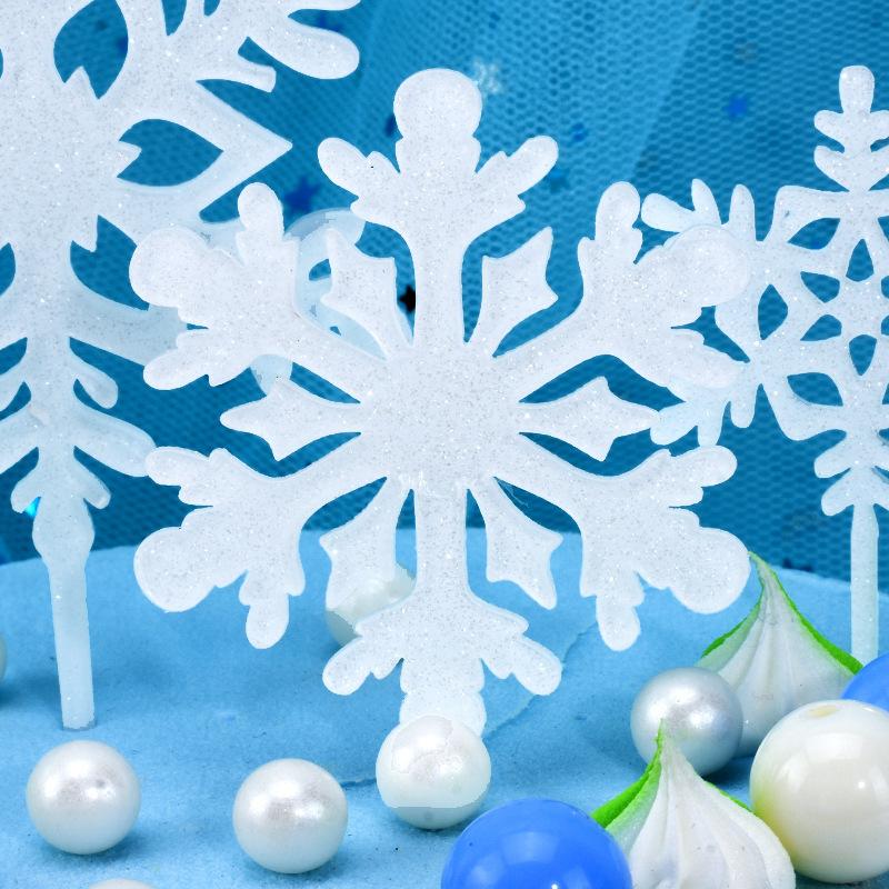 New Snowflake Four Piece Acrylic Party Cake Topper For Birthday Christmas Happy New Year 2024 Party Cake Decoration Supplies