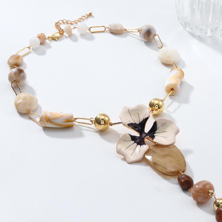 Eye Catching Overscale Floral Resin Pendant Necklace Daily Wear Neckchain Elegant Jewelry for Parties Event