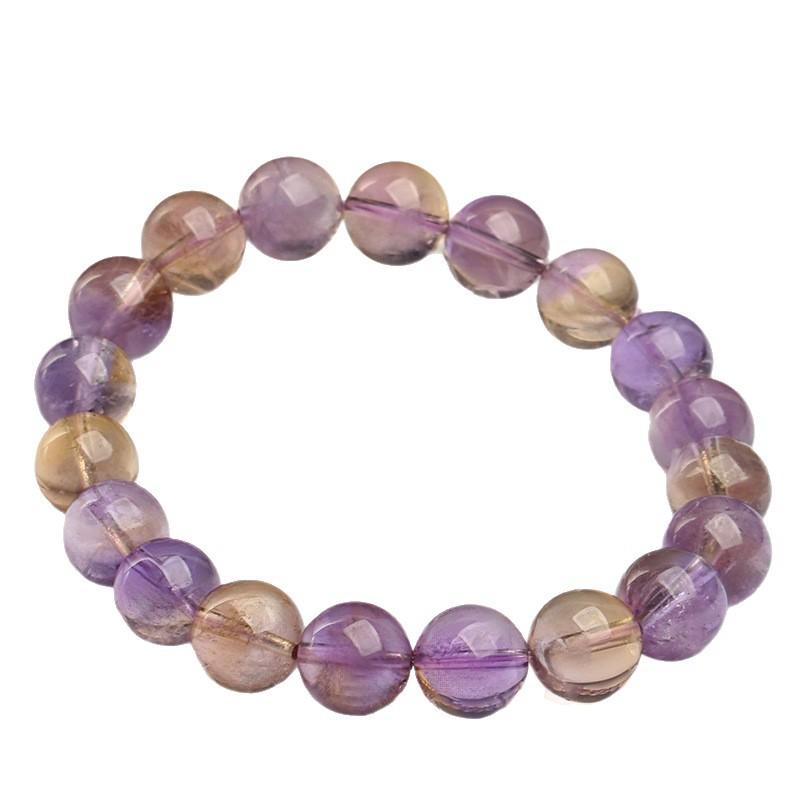 Hongchu Crystal Natural Amethyst Round Bead Bracelet Natural High-Quality Gradient Ametrine Bracelet