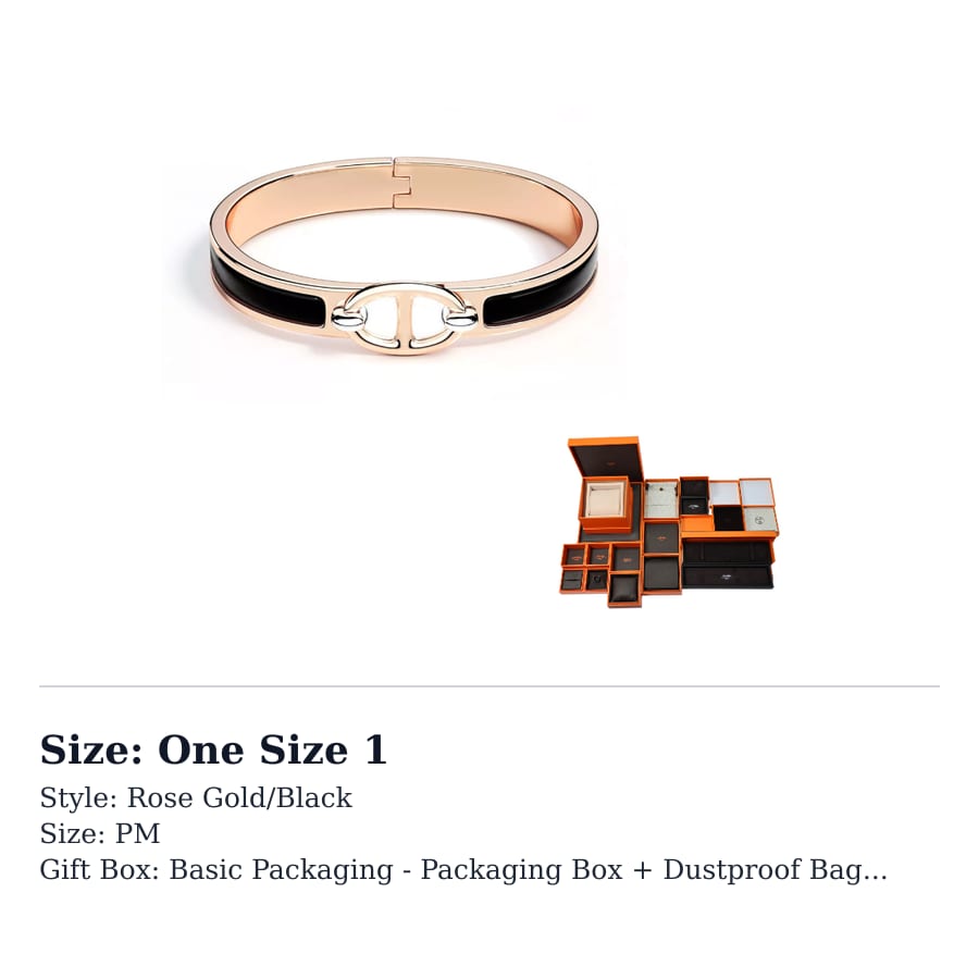 HERMES Mini Clic Chaine D'Ancre Enamel Bangles Unisex Rose Gold/Black H209000FO01