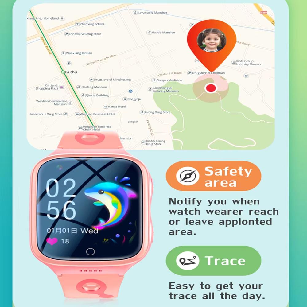 2025 NEW 4G Smart Watch Kids GPS WiFi 1000mAh Video Call Tracker Location SOS Call Back Monitor Phone Watch Smartwatch Children Gifts
