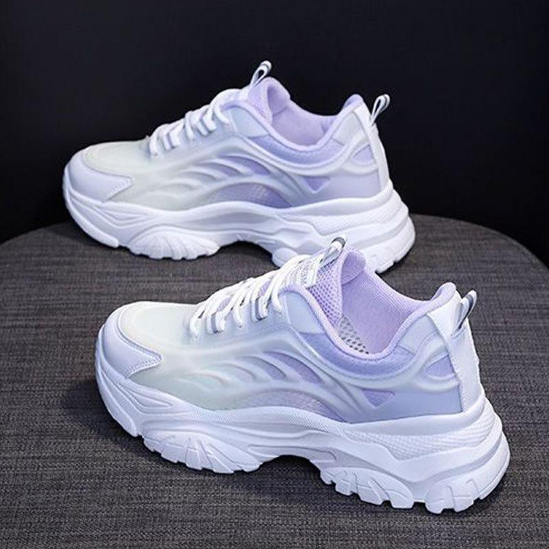 Summer Breathable Sports Shoes for Women and Women's New Mesh Versatile Casual Height-increasing Dad and Son Women's Shoes