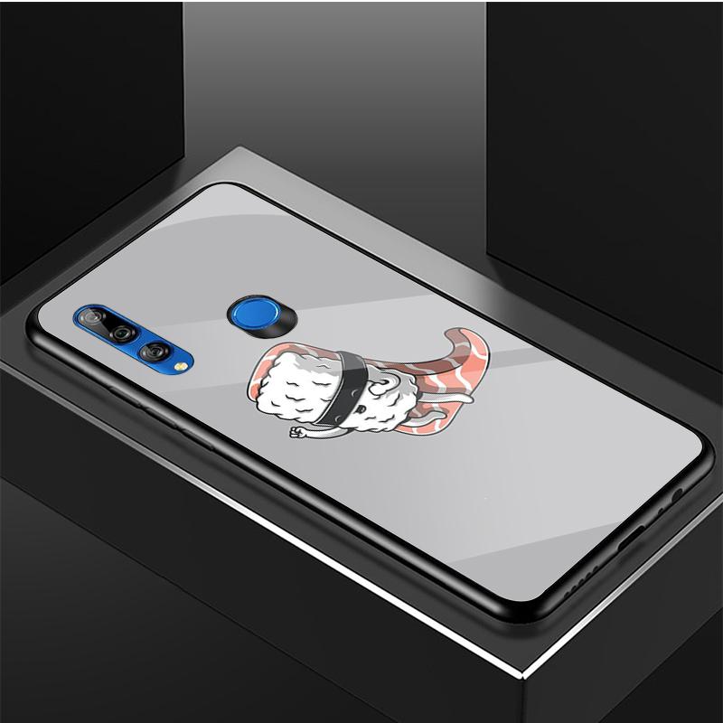 Kreskówkowe sushi Hartowane Szkło Etui na Telefon Dla Huawei honor 8X 9 10i 20i 20Lite 20Pro 30 Pro Pokrowiec