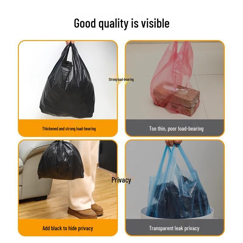 Large Black Portable Thick Garbage Bags for Kitchen and Office Use
