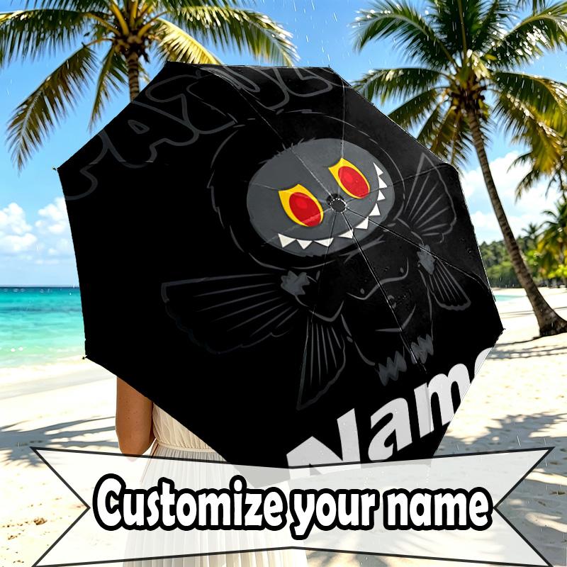Custom Name Personalized Labubu Print Umbrella, Auto Open Close, 8‑Rib Sturdy Frame, Commute Camping Hiking Use, Birthday Gift
