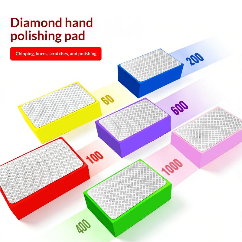 4/6Pcs HardDiamond Hand Polishing Pads Hand Polishing Tile Edge Trimmer Burr Remover For Stone Glass Granite Wood Polishing Tool