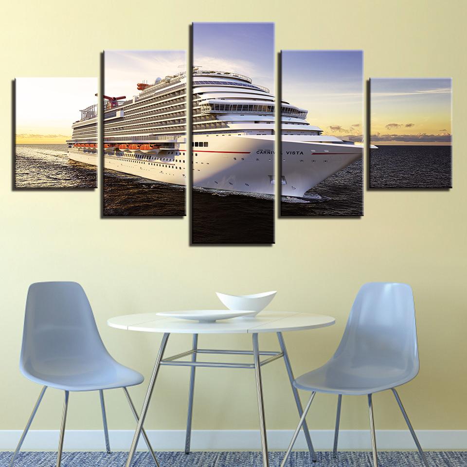 

Настенное искусство для гостиной, домашний декор, 5 предметов, современные картины на холсте, HD-принты, корабли, лодки, картины с видом на море, постеры, рамки для круизов XLarge Size Unframed Canvas