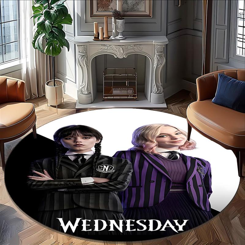 1pc Addams Family Wednesday5 Print Round Carpet Chair Round Carpet Suitable for Bedroom Living Room Home Decorative Carpet