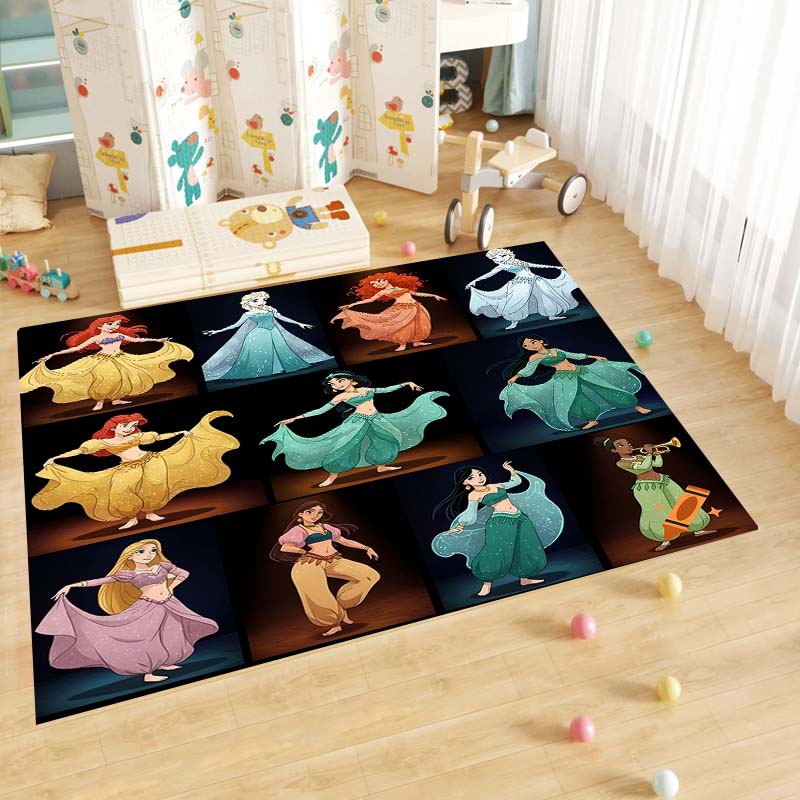 Cute cartoon rug with princess anime pattern, non-slip, machine washable, suitable for living room, bedroom, and home use.-22