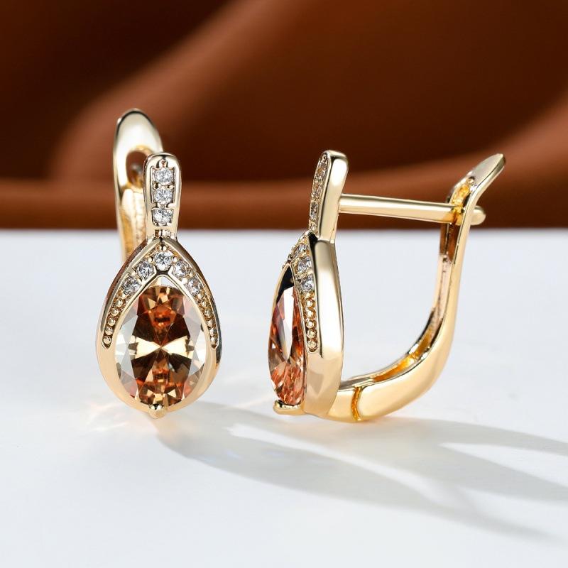

Popular Champagne Jinbao Blue Diamond Angel s Tears Ear Buckle Women s Niche Design Micro-inlaid Zircon Jewelry