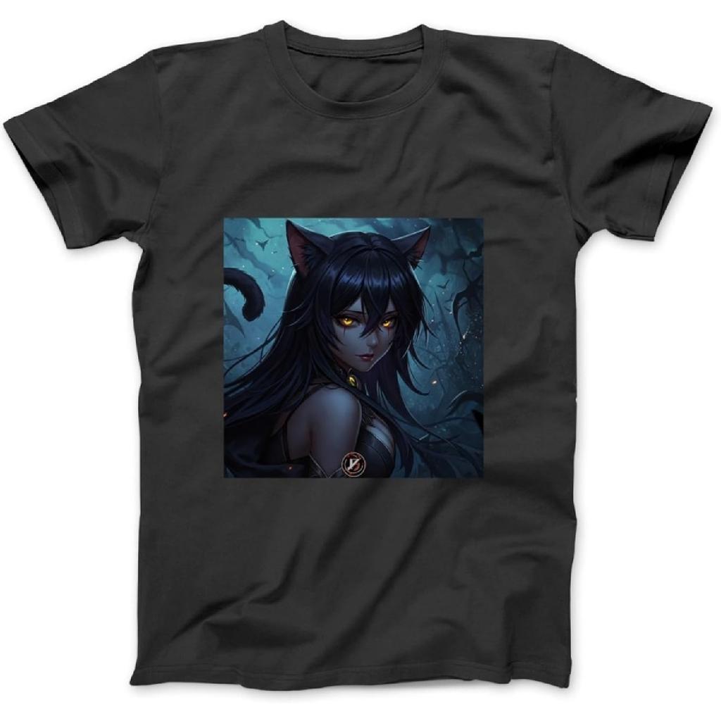 Cat Girl Anime Long Sleeve, T-Shirt, Sweatshirt, Hoodie for Men Women Kids Made In Canada Black
