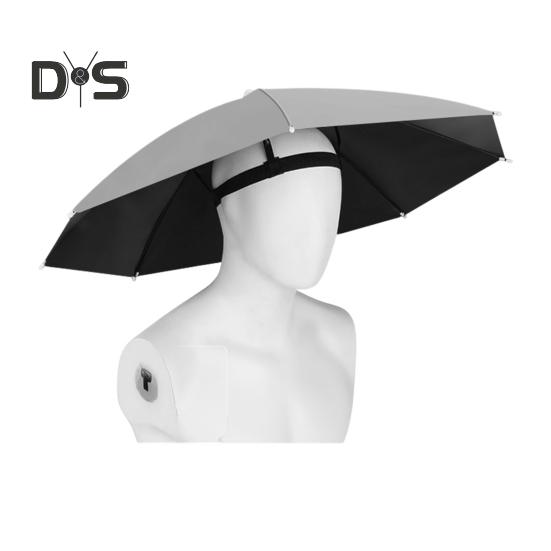 69CM UV Protection Umbrella Hat Hands-Free Sun Blocking Umbrella Hat with Elastic Headband Waterproof Kids Adults Outdoor Fishing Folding Umbrella
