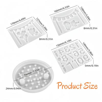 4pcs Bear Birthday Decoration Silicone Mold Set, Birthday Blessing Gift Candle Holder Plaster Mold, Perfect for DIY Resin
