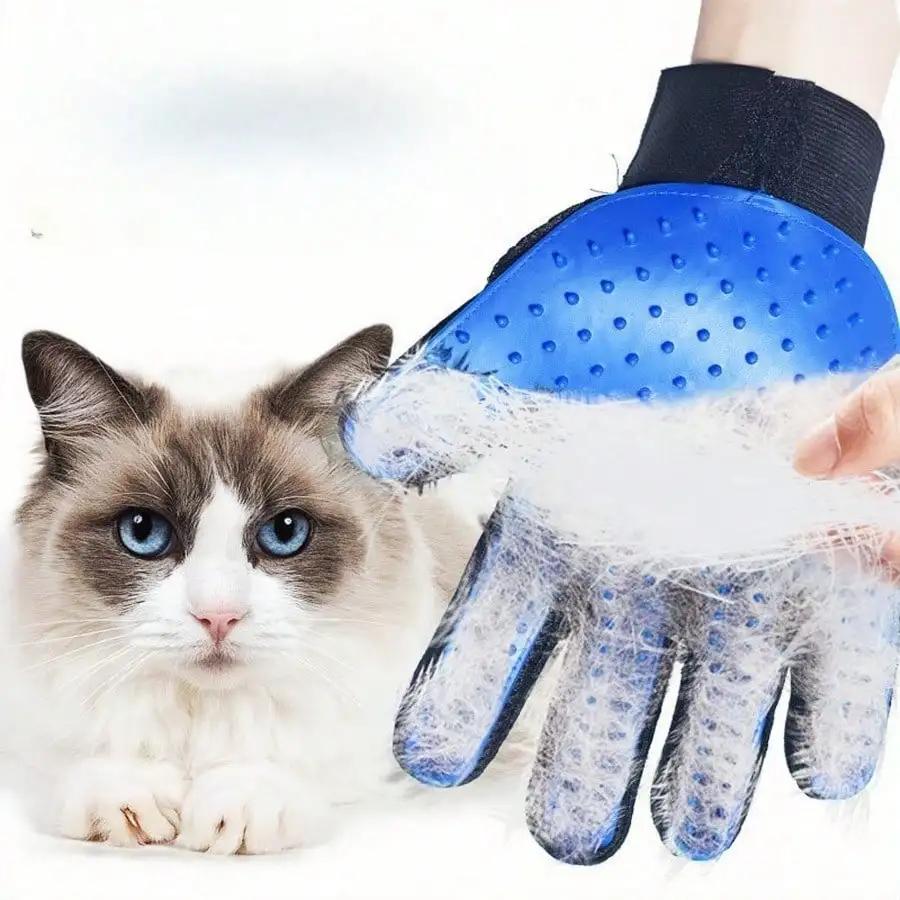 Pet Hair Removal Grooming Glove Double Sided Deshedding Brush for Dogs Cats Anti Static Massage Tool Cleaning Mitt Accessories