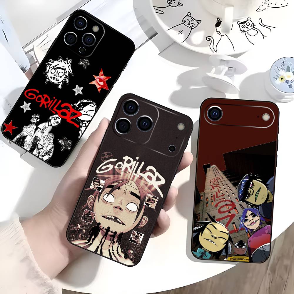 Rock Band G-gorillaz Phone Case For IPhone 17,16,15,14,13,12,11,Plus,Pro,Max,Plus,XS,soft case Black silicone