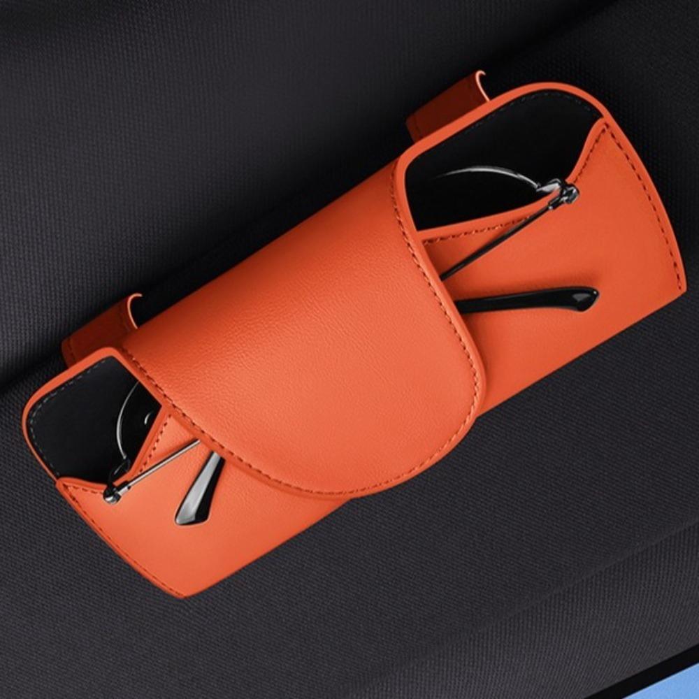 PU Leather Sun Visor Glasses Holder Multi-functional Wear-Resistant Sunshade Plate Organizer Universal Auto Sunglasses Holder