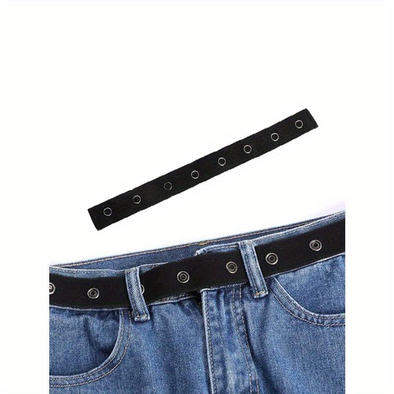 1pc Jean Waist Adjustment Buckle, Black Nylon Invisible Waist Elastic Strap, For Pants