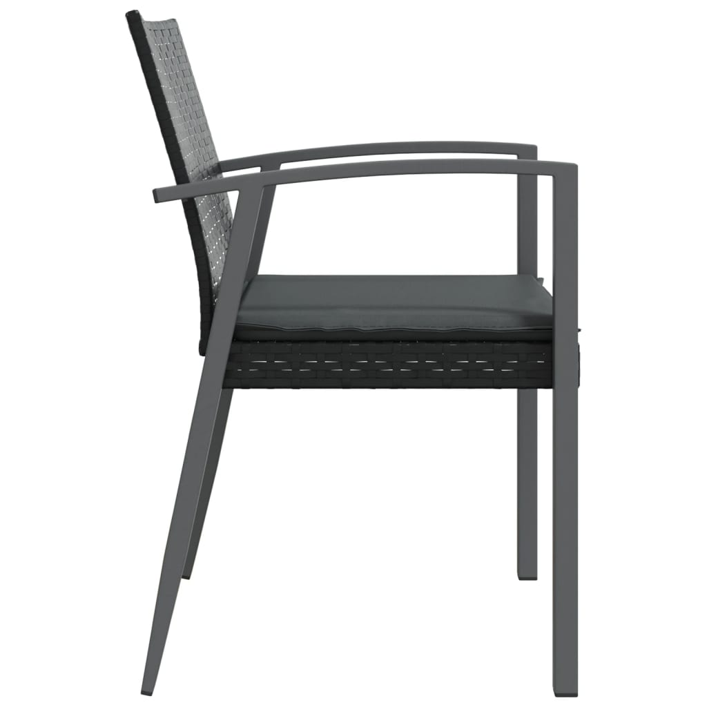 vidaXL Gartenstühle mit Kissen 2 Stk. Schwarz 56,5x57x83cm Poly Rattan