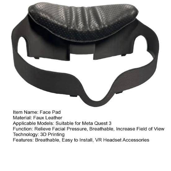 VR Headset Face Pad for Meta Quest 3 Faux Leather Breathable Virtual Reality Glasses Face Cushion Cover Replacement Parts Accessories