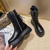 Versatile Martin boots 2025 autumn and winter new rear lace-up side zipper thick-soled heightening women's short boots British style knight boots