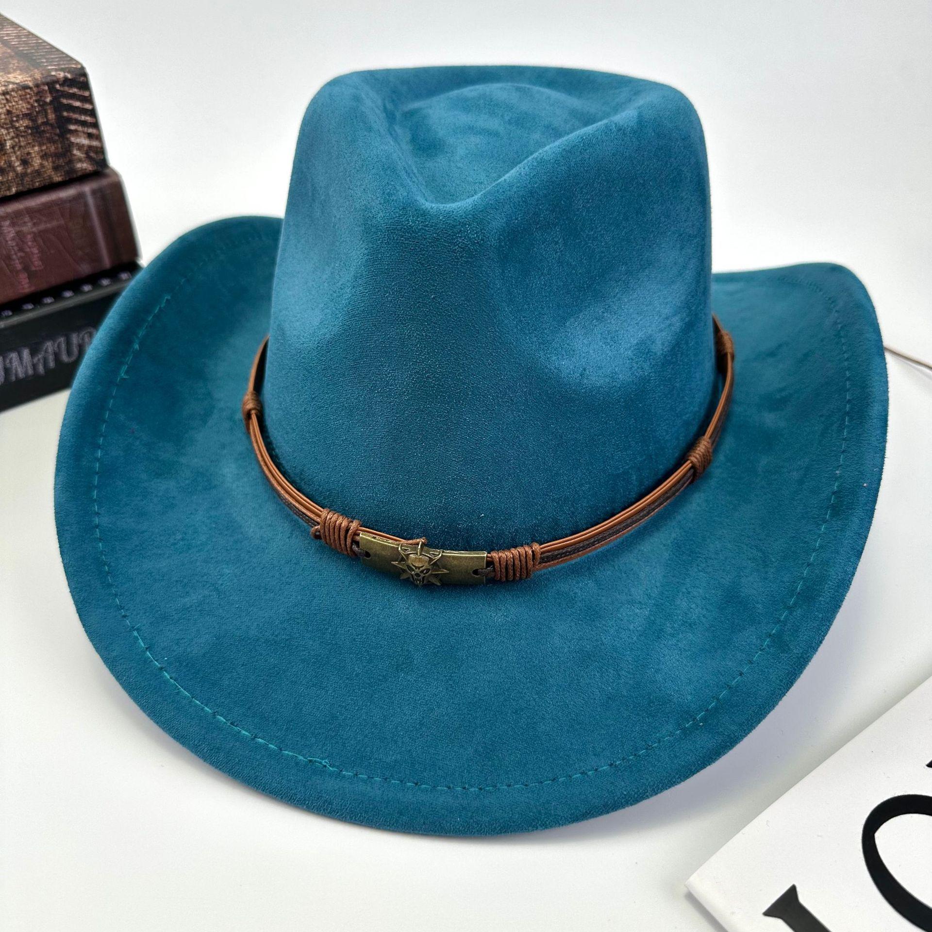 

Cross-Border Amazon Western Cowboy Hat Women Autumn And Winter Woolen British Suede Belt Peach Heart Top Hat Felt Hat M（56-58cm）