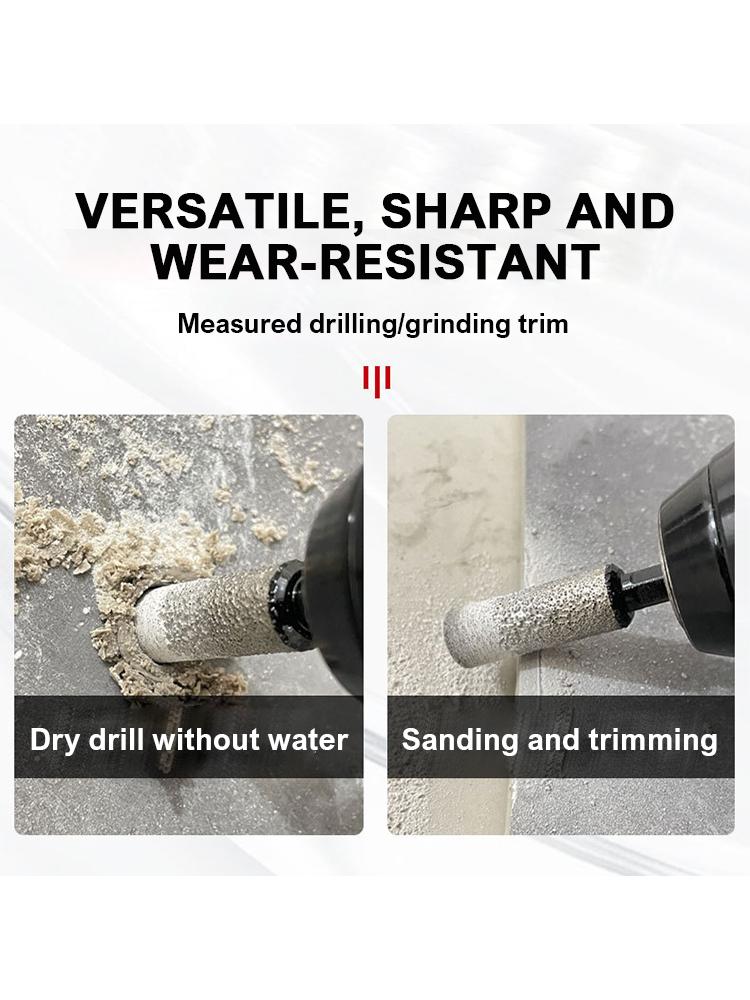6mm-12mm Dry Diamond Drill Bits Set,Vacuum Brazed Core Drill Bit Kit Quick Change Hex Shank for Porcelain Granite Tile Marble