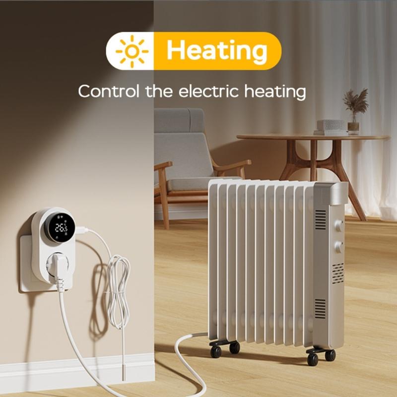 Thermostat, Programmable WiFi Smart thermostat socket, 1800W Digital Display, Rotary APP Controlled Temperature Control Socket