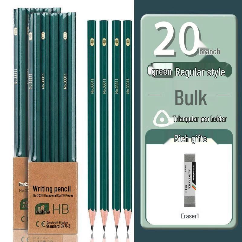 Eco-Friendly Wooden Green Tangerine 2B HB Pencil for Students and Daily Writing