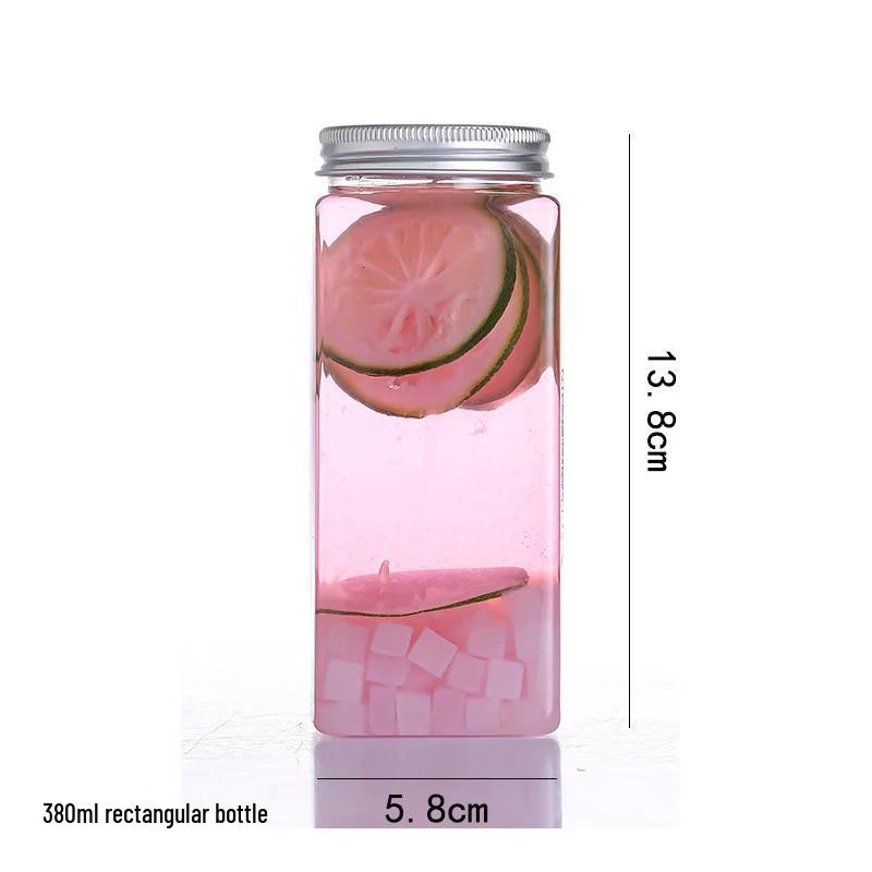 DYMAYKI 380ml Disposable Rectangular Takeout Bottles with Lids & Stickers