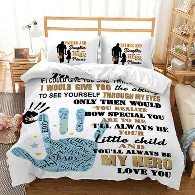 Englisch Dankesbriefe König Königin Bettbezug Drücken Sie Liebe für Papa Mama Bettwäsche-Set Vatertagsgeschenk Polyester Deckenbezug
