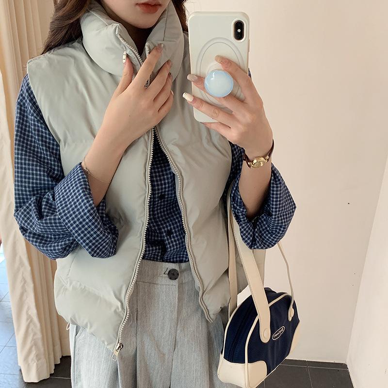 

Женский пуховый жилет, новый осенне-зимний, свободный хлопковый жилет, однотонная куртка-жилет M белый