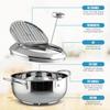 Mini Deep Fryer, Japanese Frying Pot, Stove Top Deep Fryer Pot, Frying Pot with Basket, with Lid, Temperature Gauge,