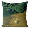 Art Oil Painting Pillow Cover Pastoral Forest Green Flower Home Light Luxury Pillow Sofa Car Bedside Cushion Cover