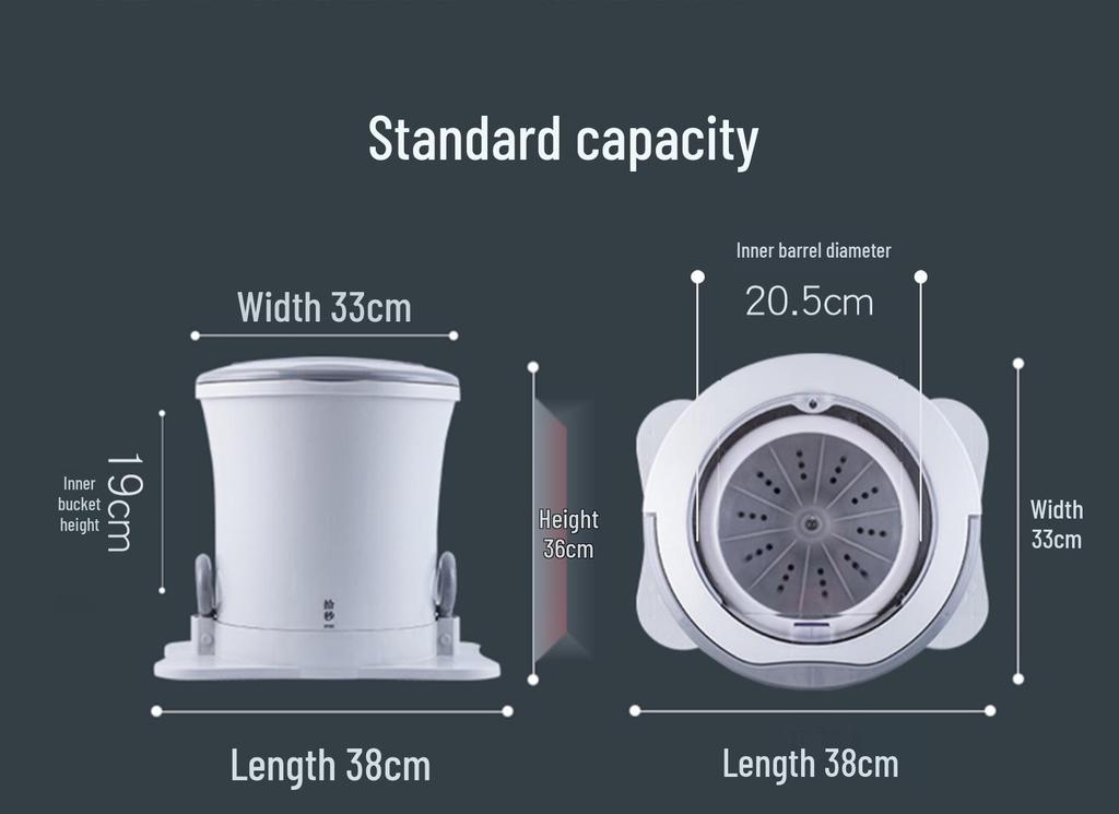 Ten-Second Manual Dehydrator: Compact, Unique Spin Dryer for Student Dorms (Non-Crank, Hand-Pull Rope Design)