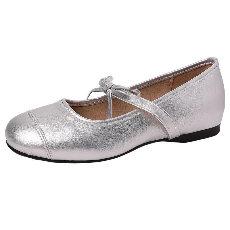 French ballet style light mouth bow girls flat shoes autumn one word comfortable buckle versatile Mary Jane single shoes