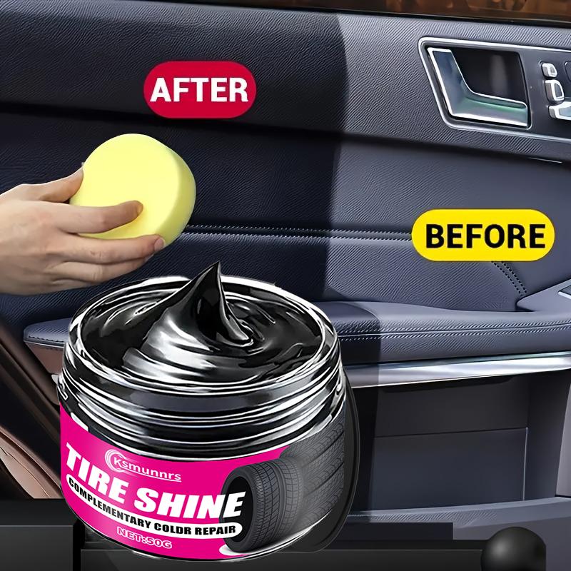 Automotive Interior Polishing Paste - 50g, Car Care Kit for Plastic & Leather, Black Tire Gloss Wax, Refurbishing Cream