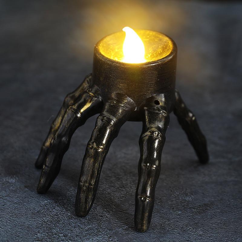 New Halloween Skeleton Hand Night Light - Skull Decor Candle Lamp for Home Atmosphere Decoration and Party Props Creative