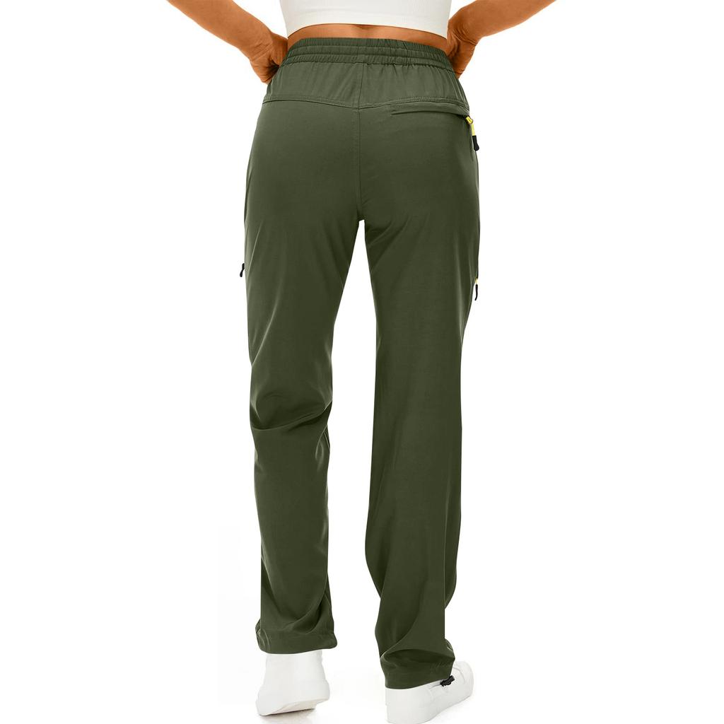 Women's Hiking Pants Waterproof Sweatpant Elastic Waist Zipper Multi-Pocket Casual Sports Trouser