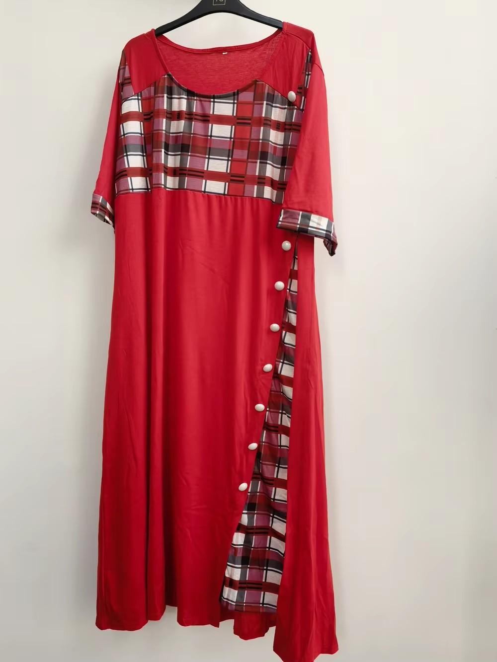 

Office Lady Elegant Maxi Dresses For Women 2025 Contrast Colors O Neck Plaid Patchwork Banquet Long Dress Set Party Vestidos 4XL червоний