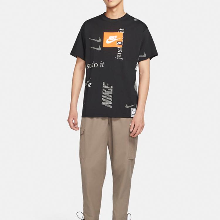 Nike חולצת טי קצרה עם הדפס לוגו לבגדי ספורט לגברים שחורה CW0378-010