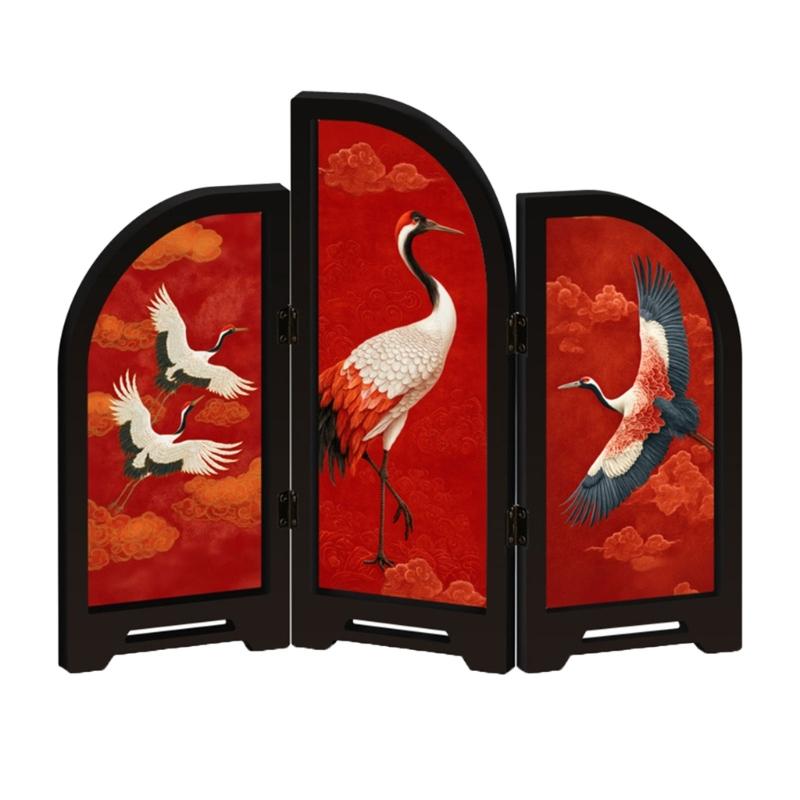 Double Side Folding Screen Chinese Styles Mini Desktop Folding Screen Ornament Home Office Desktop Decors Business Gift