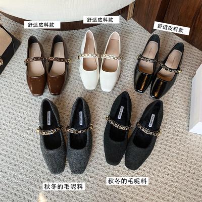 New Style Popular Women's Mary Janes Shoes Square Toe Ballet Flat for Female Fashionable Buckle Strap Ladies Shoes Spring Autumn
