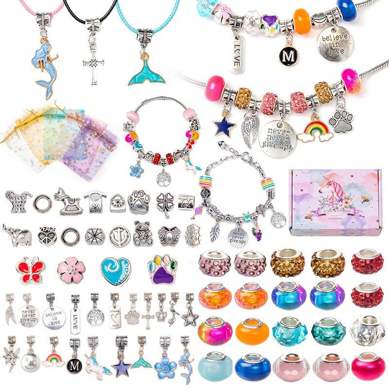 DIY Kids Crystal Bead Bracelet Kit With Small Box 1.5cm Height 66-162pcs Sweet Fruit Flower Design