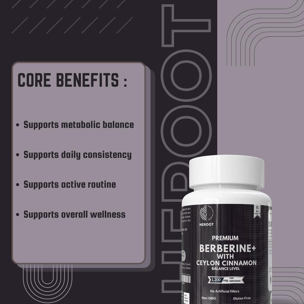 Berberine with Ceylon Cinnamon Capsules | Herbal Blend | 60 Caps