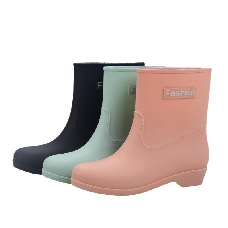 rain boots rain shoes women's medium tube women's adult fashion shoes wear-resistant kitchen non-slip shoes work rubber shoes women