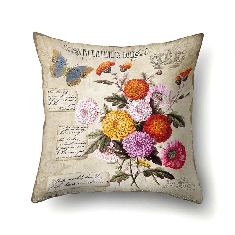 Polyester Pillowcase Automobile Decoration Retro Print Pillowcase Waist Cushion Cover Tower Bedside Cushion Cover