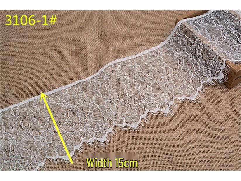 3m Black & White Eyelash Lace Fringe Trim for DIY Clothing - Multiple Styles, Non-Elastic, Soft Skirt Hem Decor.