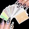 3D(0-9) Numbers Nail Sticker Black White Gold Silver Retro Numbers Nail Decals 8*10 Self-Adhesive Personalized Letter Nail Decor