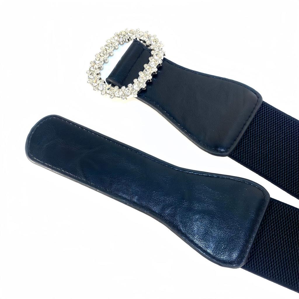 Women Elastic Waist Belt Sequin Glitters Corset Stretchy Band Leopards Belt Elegant Waist Accessory